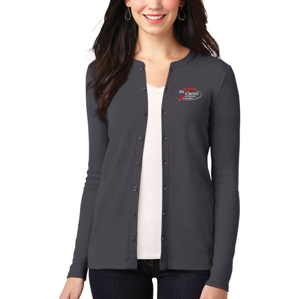 Port Authority Ladies Concept Stretch Button-Front Cardigan - Embroidered Logo Thumbnail