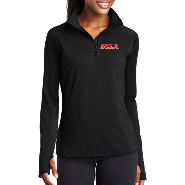Sport-Tek Ladies Sport-Tech Stretch 1/2-Zip Pullover - Embroidered Logo Thumbnail