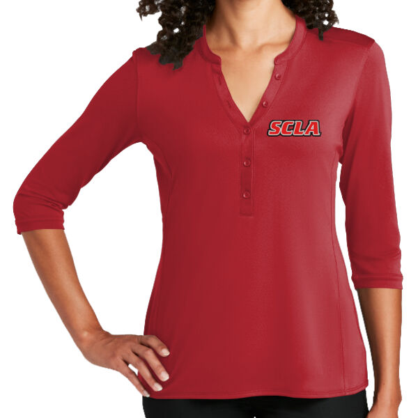 Port Authority Ladies UV Choice Pique Henley - Embroidered Logo Thumbnail