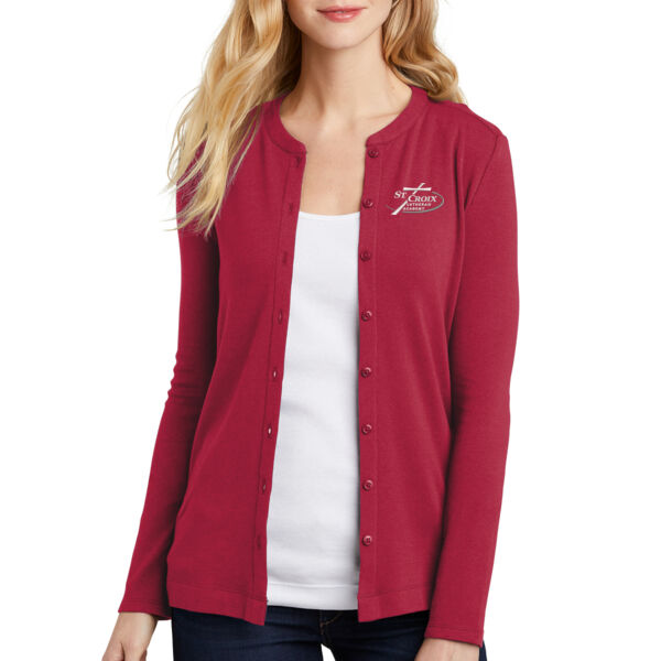 Port Authority Ladies Concept Stretch Button-Front Cardigan - Embroidered Logo Thumbnail