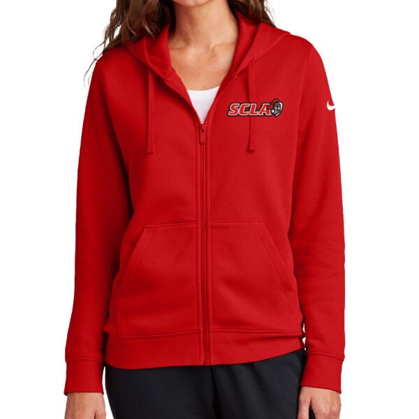 Nike Ladies Club Fleece Sleeve Swoosh Full-Zip Hoodie - Embroidered Logo Thumbnail