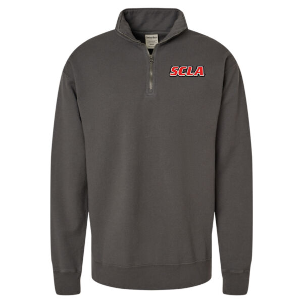 **CLOSEOUT ITEM** Garment-Dyed Quarter-Zip Sweatshirt - Embroidered Logo Thumbnail